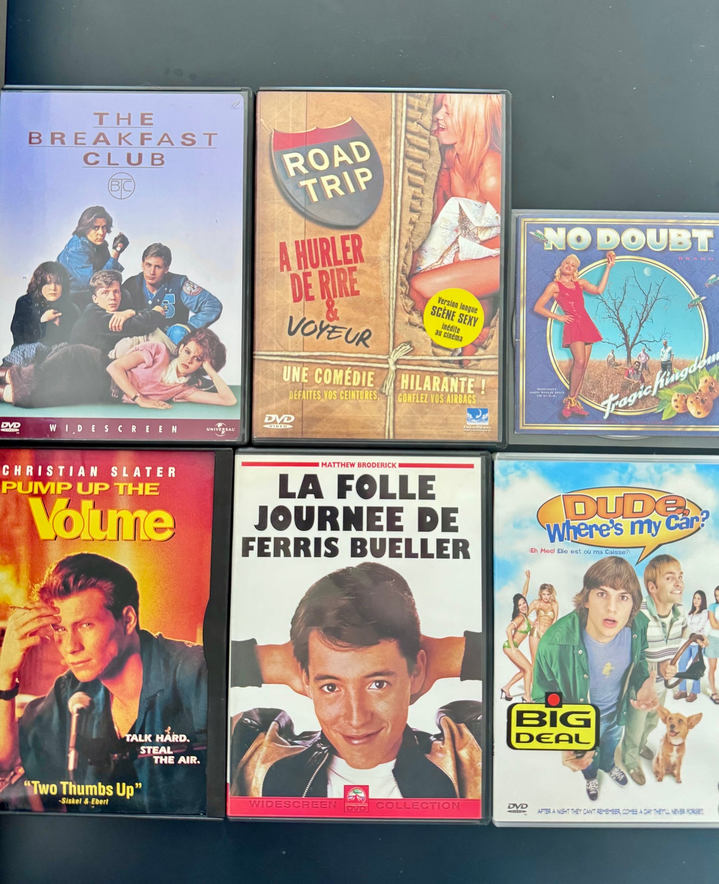 Pack Teen/College — The Breakfast Club + Road Trip + Pump Up the Volume + Ferris Bueller + Dude, Where’s My Car? (5 DVD) + No Doubt Tragic Kingdom (CD)