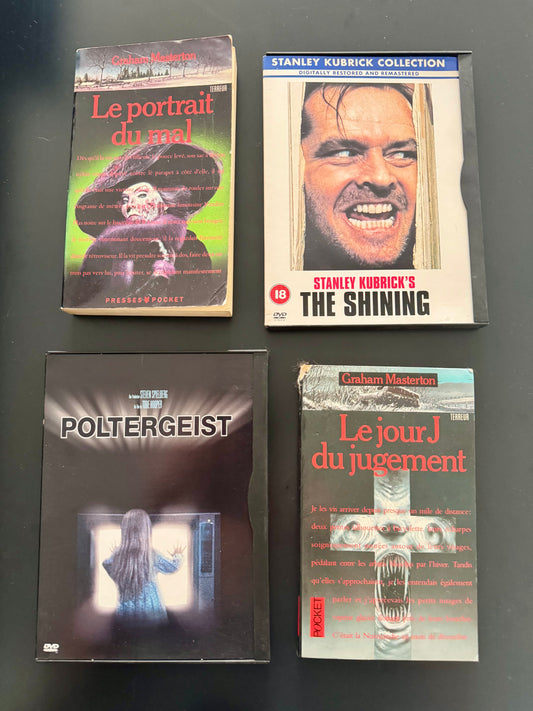 Lot Horreur – 2 DVD cultes + 2 romans (Kubrick / Poltergeist / Masterton)