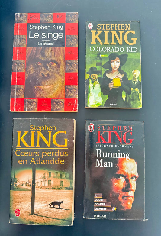 Lot Stephen King (4 livres poche) — Le Singe, Colorado Kid, Cœurs perdus en Atlantide, Running Man