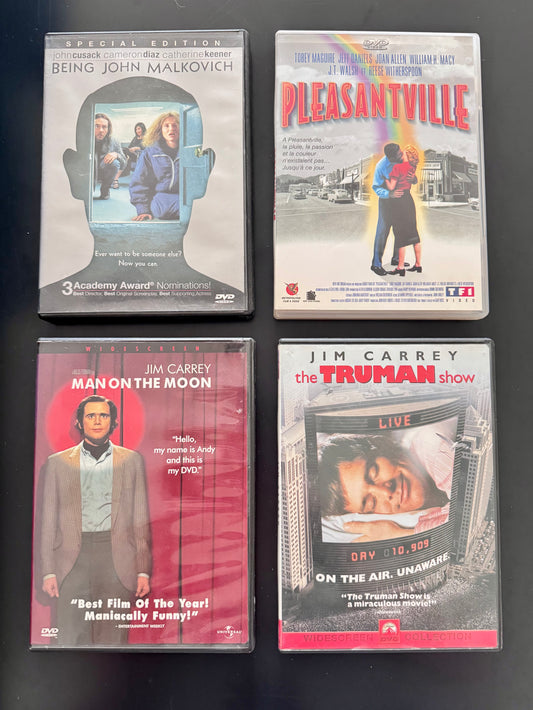 Lot DVD (x4) — Being John Malkovich + Pleasantville + Man on the Moon + The Truman Show
