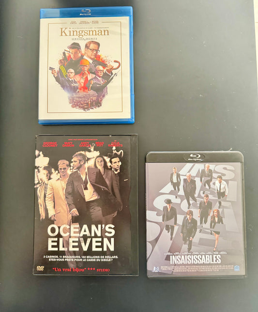 Lot Action/Heist – Kingsman (Blu-ray) + Ocean’s Eleven (DVD) + Insaisissables (Blu-ray)