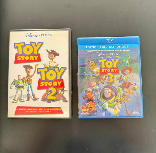 Lot Disney·Pixar – Toy Story 1 & 2 (DVD coffret) + Toy Story 3 (Blu-ray 2 disques)